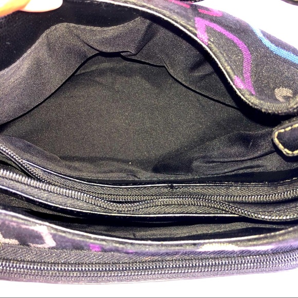 Gorgeous black with multi color print shoulder bag - Picture 9 of 10